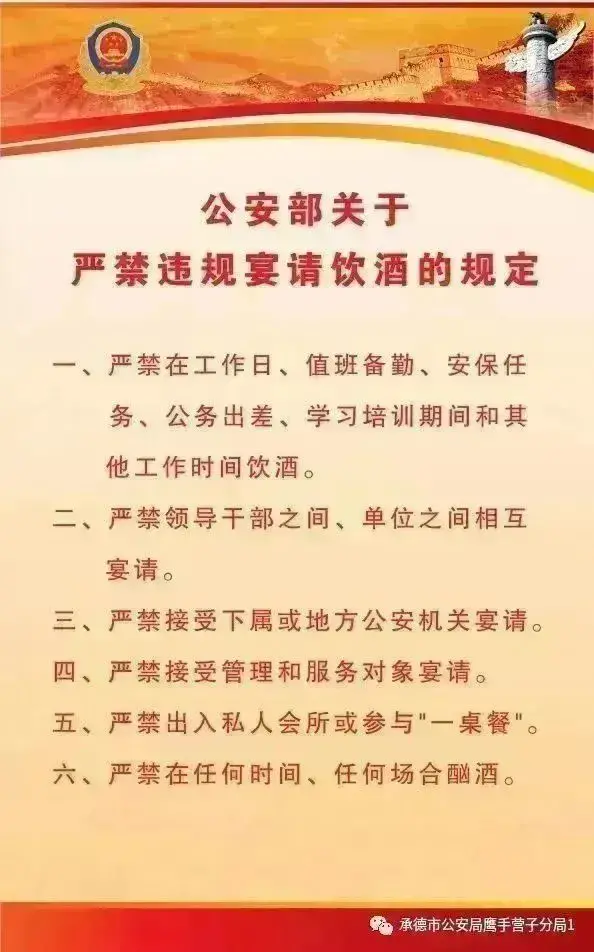 公安最严禁酒令：民警、辅警下班也不能饮酒！包括事业、临时、借调人员