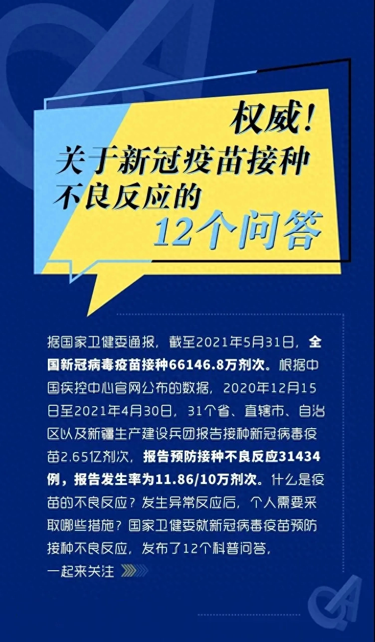 【共同战疫】必看！关于新冠疫苗接种不良反应，12个权威解答